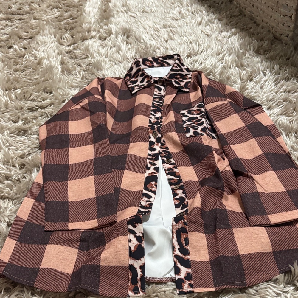 Plaid and Leopard Print Jacket